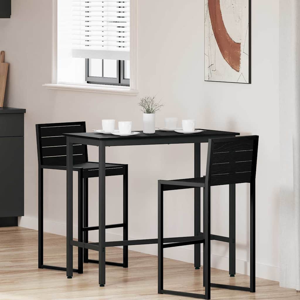 Tafel Zwart Eiken 100 x 50 x 90,5 cm Engineered hout en staal is nu te koop bij PeponiXL, paradijselijk wonen!
