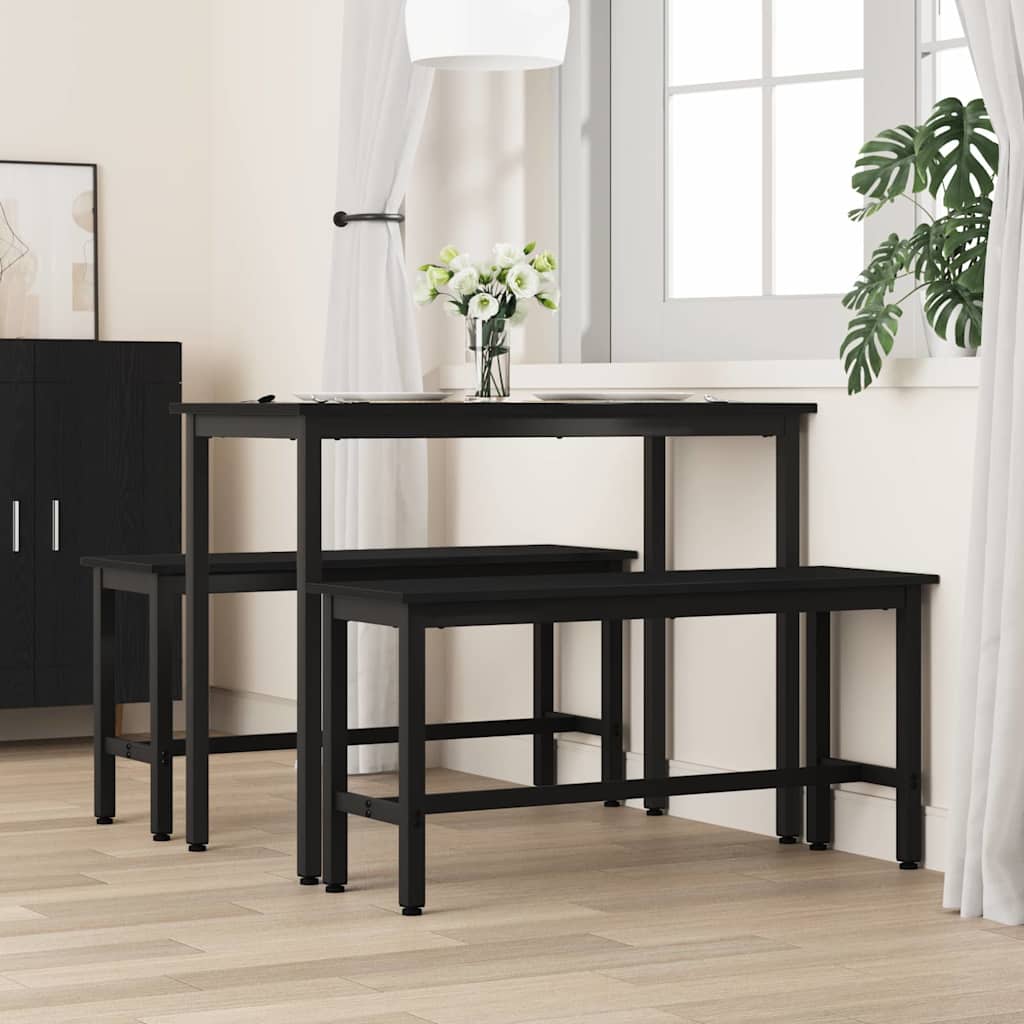 Eetbank 2 pcs Zwart Eiken 100 x 32,5 x 48,5 cm is nu te koop bij PeponiXL, paradijselijk wonen!