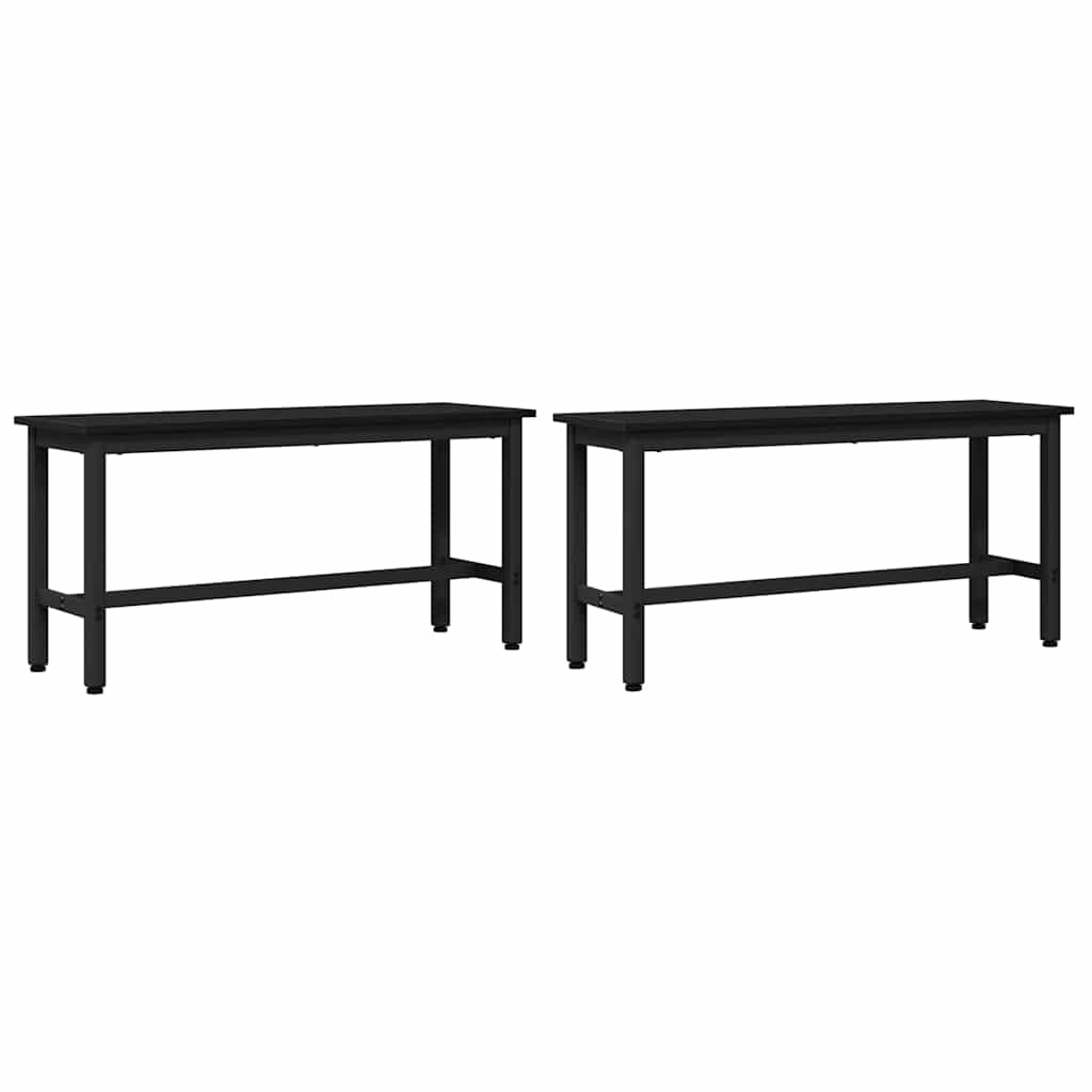 Eetbank 2 pcs Zwart Eiken 100 x 32,5 x 48,5 cm is nu te koop bij PeponiXL, paradijselijk wonen!
