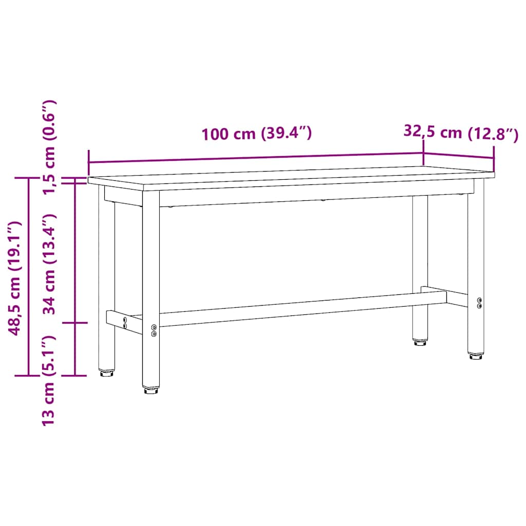 Eetbank 2 pcs Sonoma Eiken 100 x 32,5 x 48,5 cm is nu te koop bij PeponiXL, paradijselijk wonen!