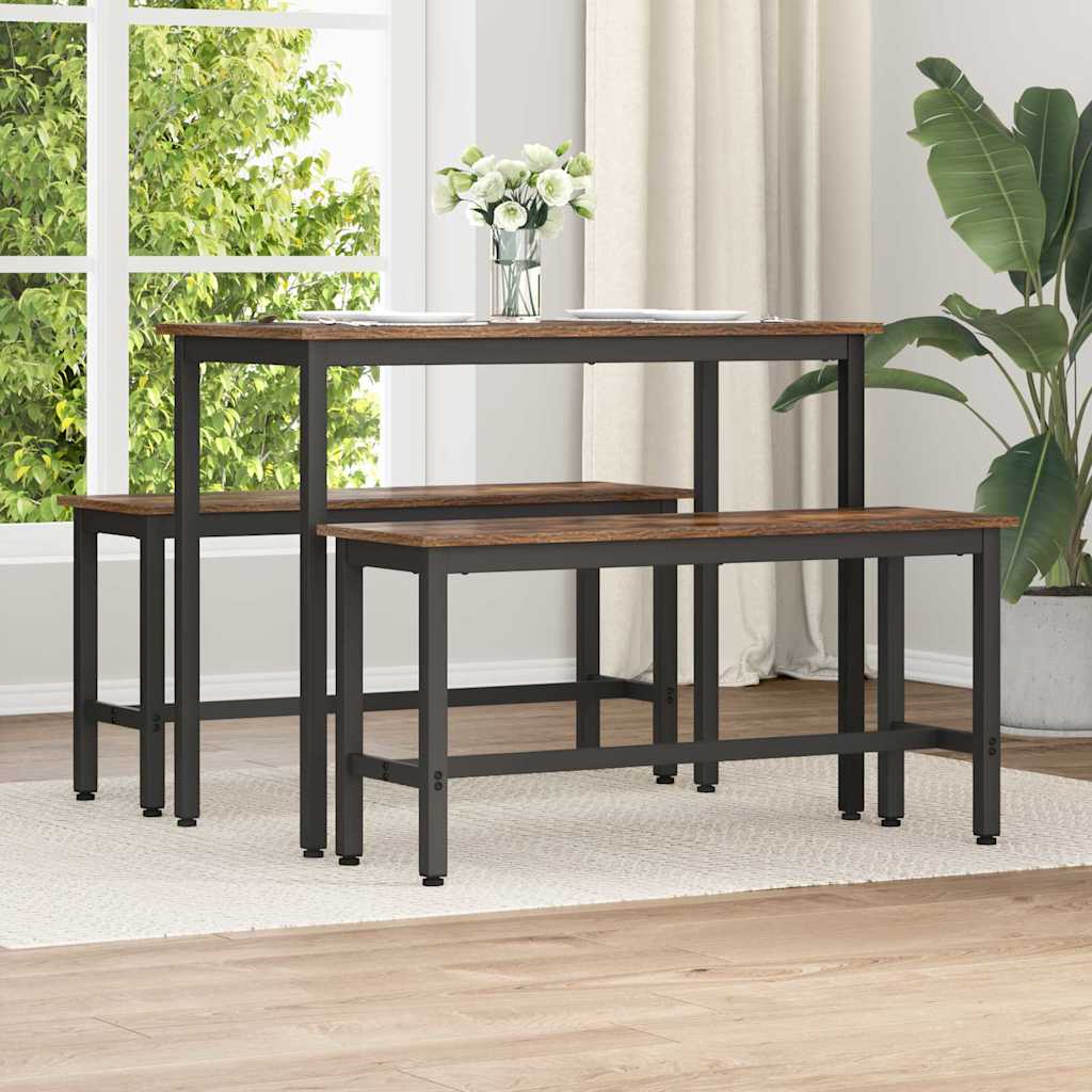 Eetbank 2 pcs Gerookt eiken 100 x 32,5 x 48,5 cm is nu te koop bij PeponiXL, paradijselijk wonen!