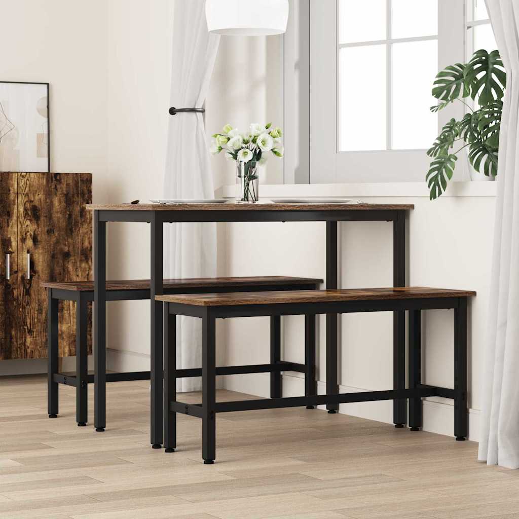 Eetbank 2 pcs Gerookt eiken 100 x 32,5 x 48,5 cm is nu te koop bij PeponiXL, paradijselijk wonen!