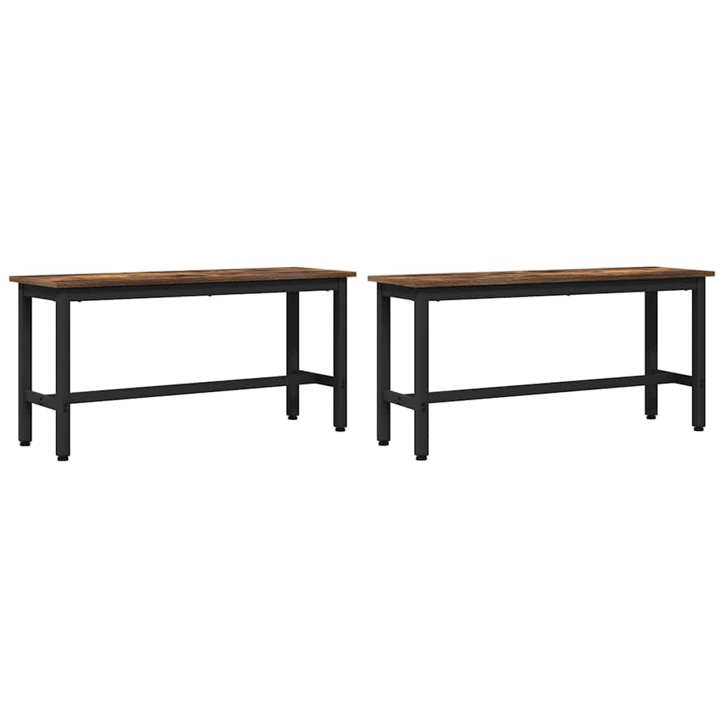 Eetbank 2 pcs Gerookt eiken 100 x 32,5 x 48,5 cm is nu te koop bij PeponiXL, paradijselijk wonen!
