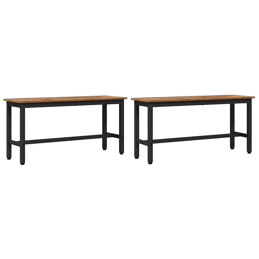 Eetbank 2 pcs Oudhout 100 x 32,5 x 48,5 cm is nu te koop bij PeponiXL, paradijselijk wonen!