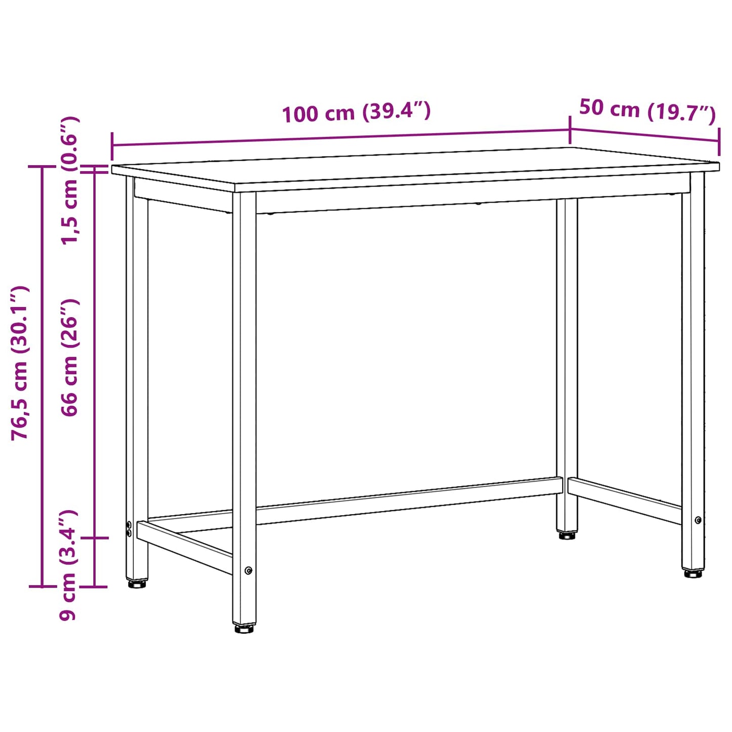 Tafel Oudhout 100 x 50 x 76,5 cm Engineered hout en staal is nu te koop bij PeponiXL, paradijselijk wonen!