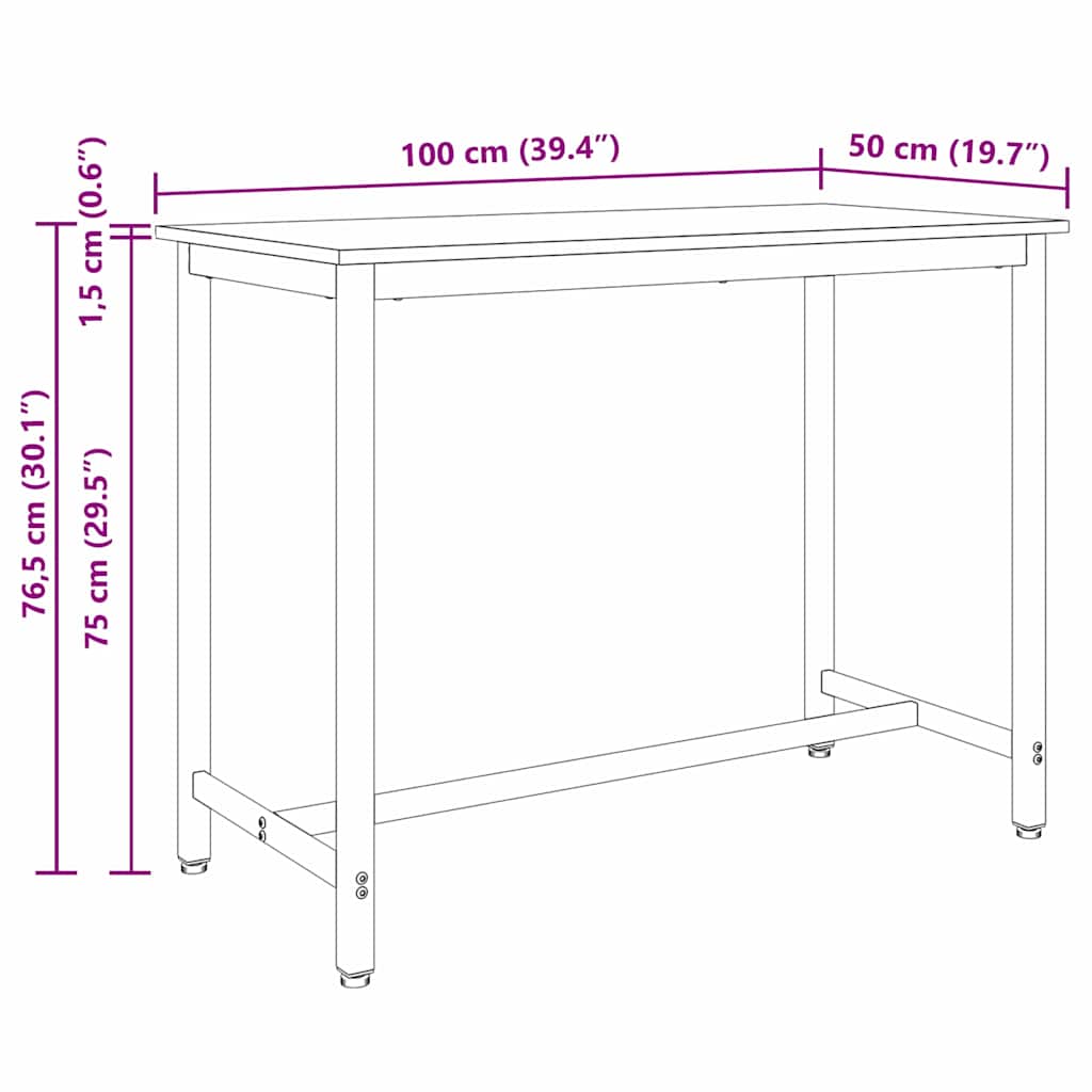 Tafel Sonoma Eiken 100 x 50 x 76,5 cm Engineered hout en staal is nu te koop bij PeponiXL, paradijselijk wonen!