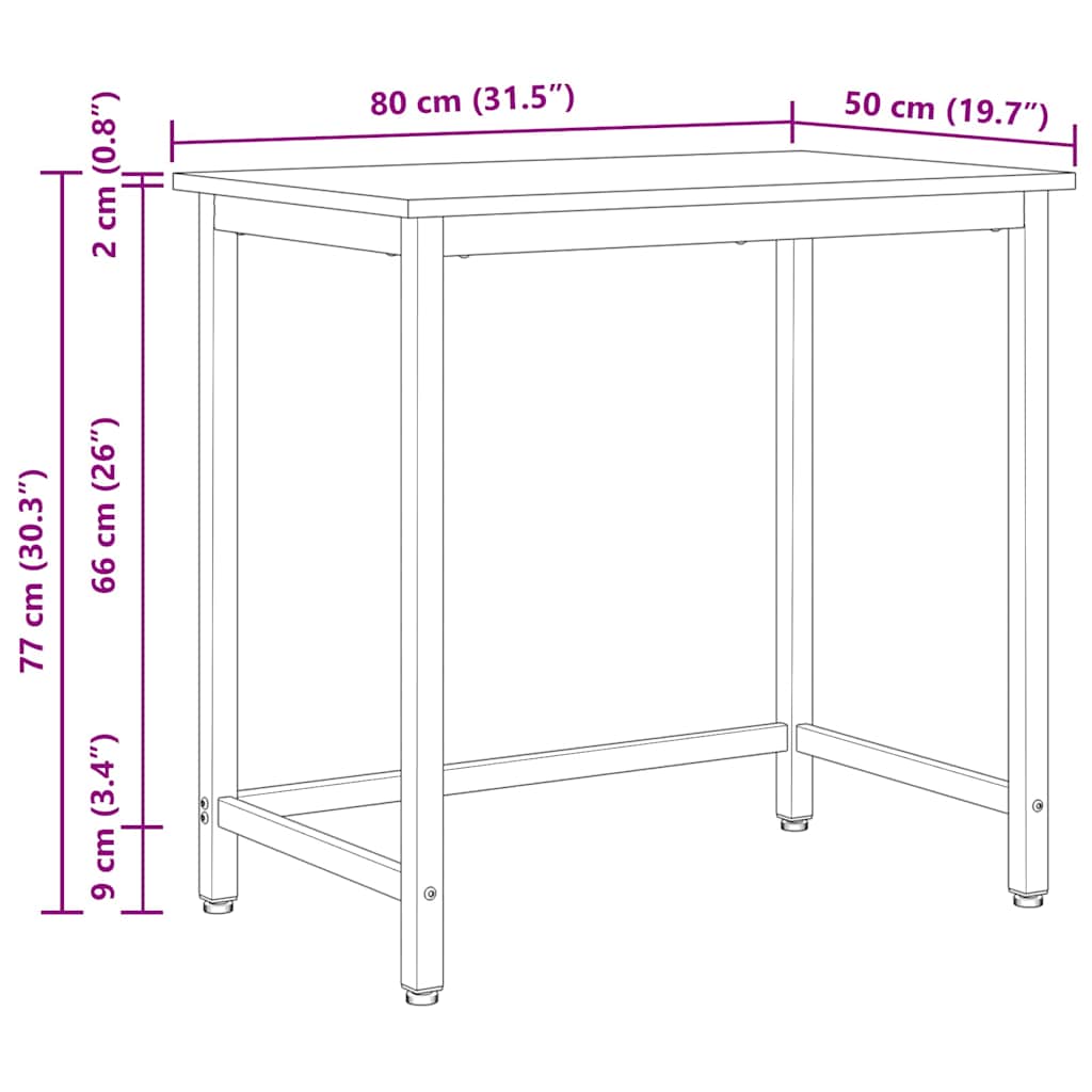 Tafel Wit 80 x 50 x 77 cm Engineered hout en staal is nu te koop bij PeponiXL, paradijselijk wonen!
