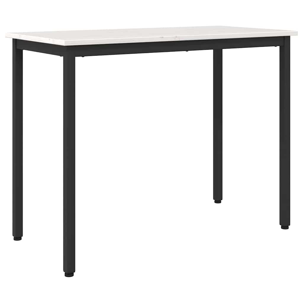 Tafel Wit 100 x 50 x 77 cm Engineered hout en staal is nu te koop bij PeponiXL, paradijselijk wonen!