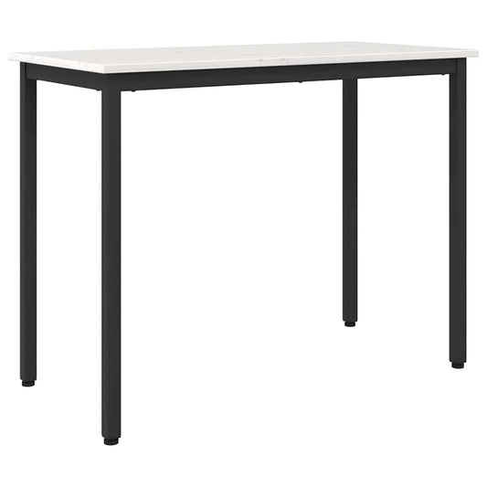 Tafel Wit 100 x 50 x 77 cm Engineered hout en staal is nu te koop bij PeponiXL, paradijselijk wonen!