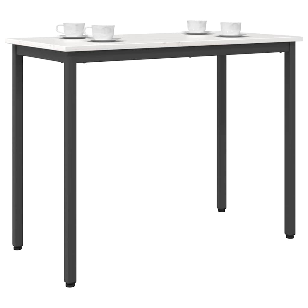 Tafel Wit 100 x 50 x 77 cm Engineered hout en staal is nu te koop bij PeponiXL, paradijselijk wonen!