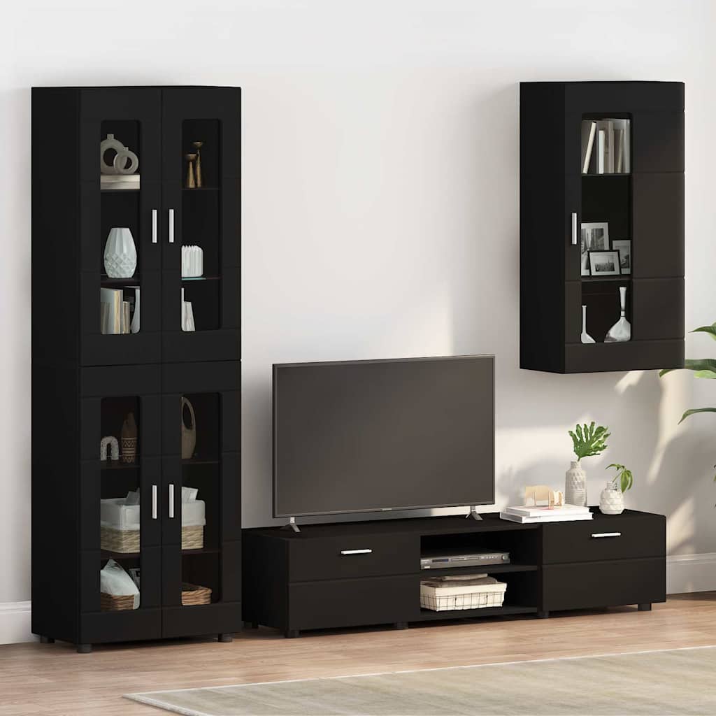 Houten Kast met opslag Zwart 50 x 29 x 100 cm Bewerkt hout is nu te koop bij PeponiXL, paradijselijk wonen!
