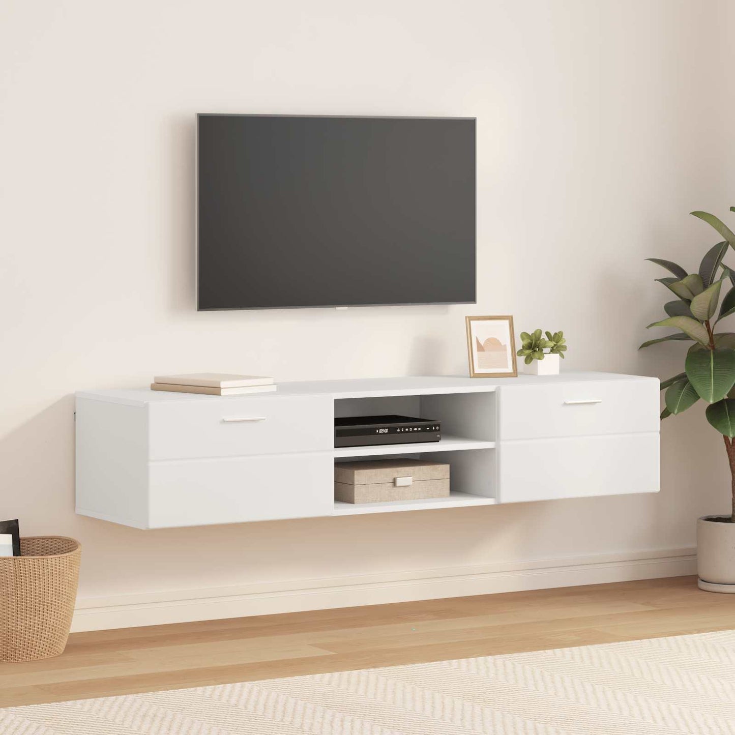Houten Kast met lade Wit 150 x 39 x 30 cm Bewerkt hout is nu te koop bij PeponiXL, paradijselijk wonen!
