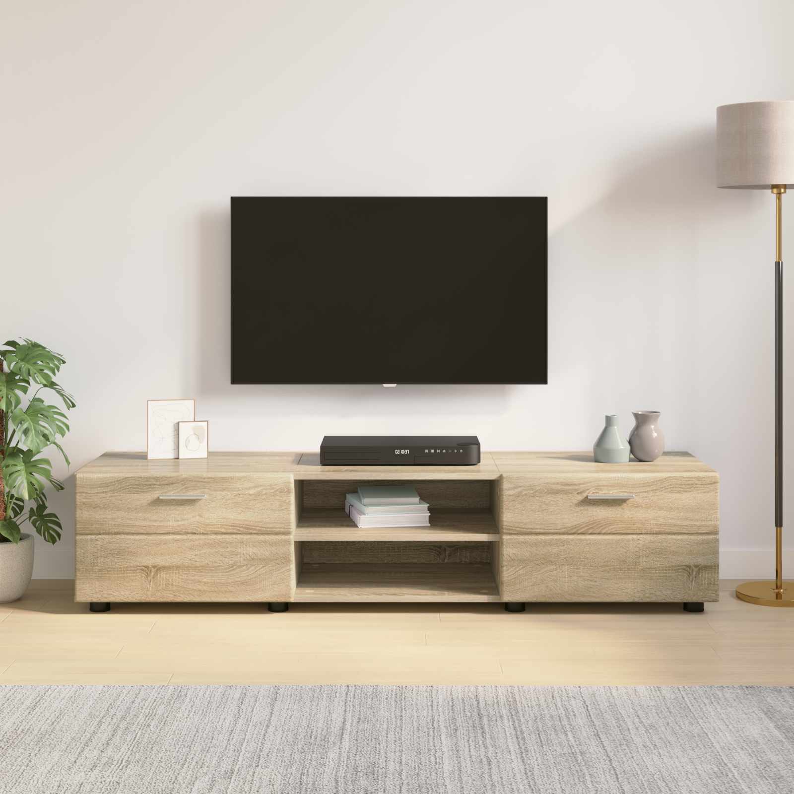 Houten Kast met lade Sonoma Eiken 150 x 39 x 30 cm Bewerkt hout is nu te koop bij PeponiXL, paradijselijk wonen!