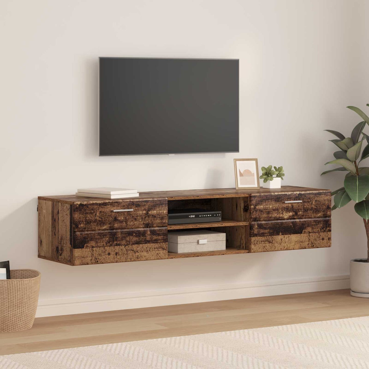 Houten Kast met lade Oudhout 150 x 39 x 30 cm Bewerkt hout is nu te koop bij PeponiXL, paradijselijk wonen!