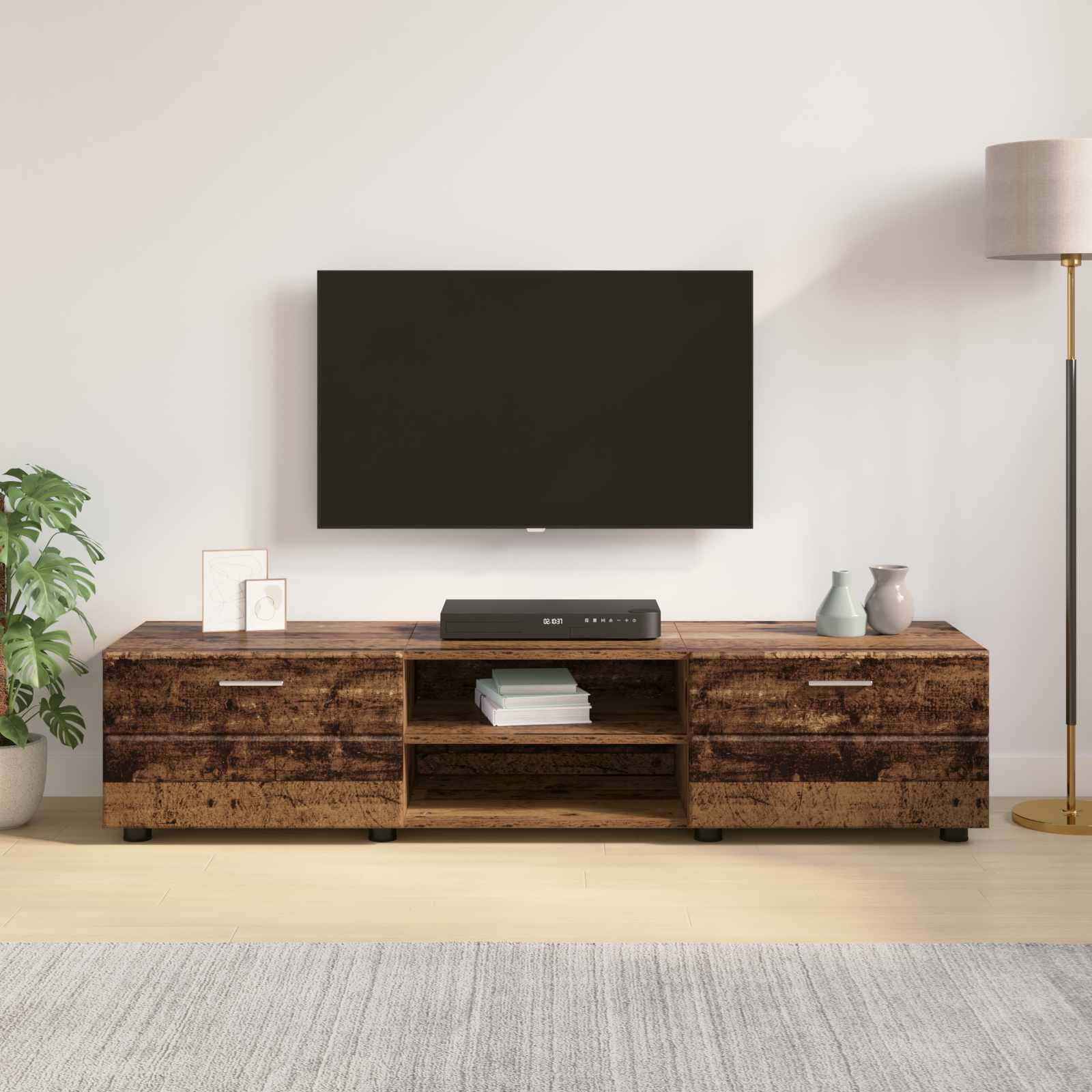 Houten Kast met lade Oudhout 150 x 39 x 30 cm Bewerkt hout is nu te koop bij PeponiXL, paradijselijk wonen!