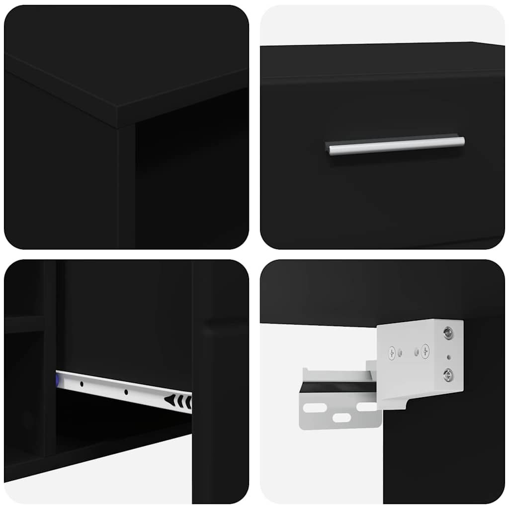 Houten Kast met lade Zwart 100,5 x 39 x 30 cm Bewerkt hout is nu te koop bij PeponiXL, paradijselijk wonen!