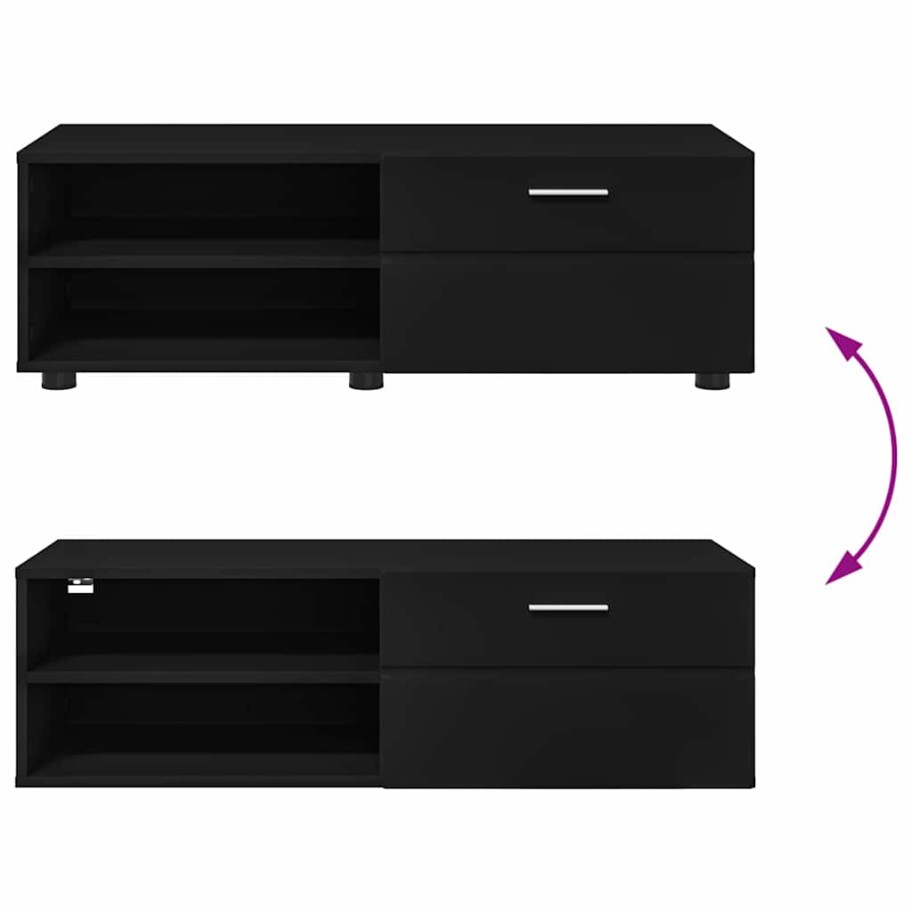 Houten Kast met lade Zwart 100,5 x 39 x 30 cm Bewerkt hout is nu te koop bij PeponiXL, paradijselijk wonen!