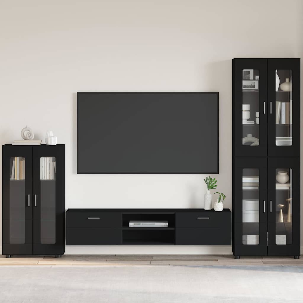 Dressoir met plank FLORIN Zwart 55,5 x 29 x 100 cm Bewerkt hout is nu te koop bij PeponiXL, paradijselijk wonen!