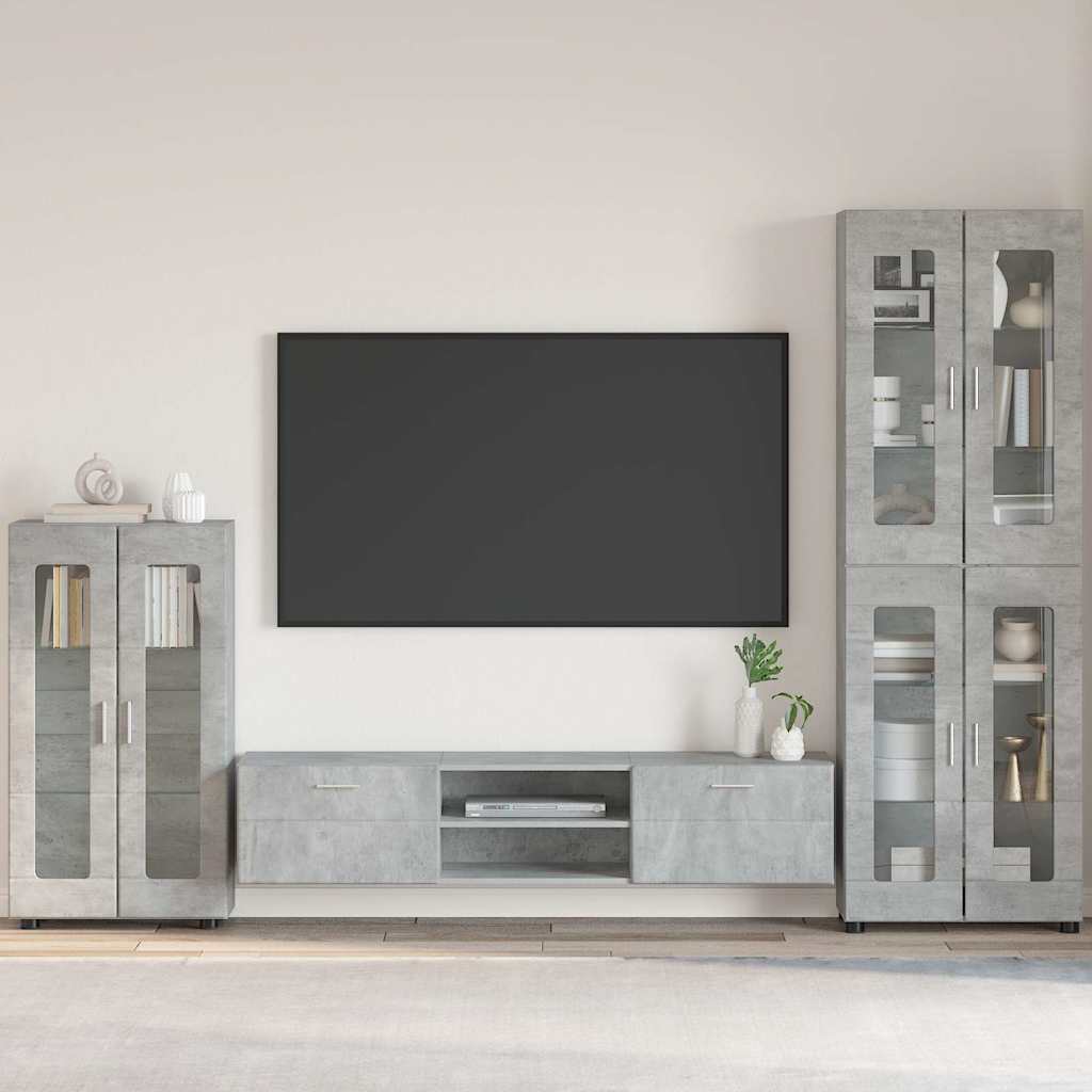 Dressoir FLORIN Beton Grijs 55,5 x 29 x 100 cm Bewerkt hout is nu te koop bij PeponiXL, paradijselijk wonen!