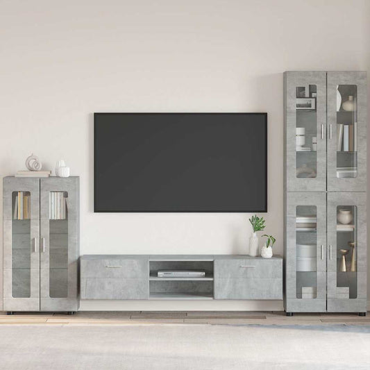 Dressoir FLORIN Beton Grijs 55,5 x 29 x 100 cm Bewerkt hout is nu te koop bij PeponiXL, paradijselijk wonen!