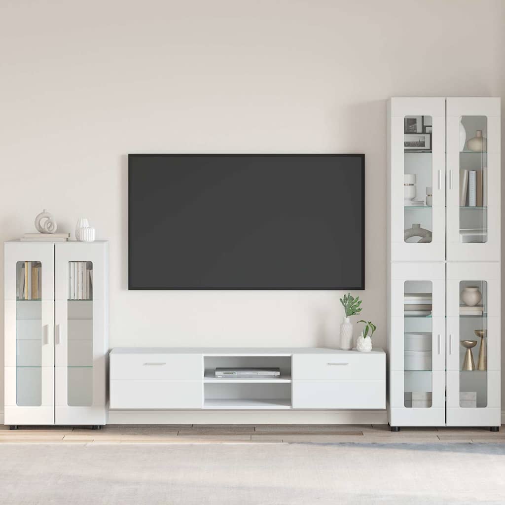 Dressoir FLORIN Hoogglans wit 55,5 x 29 x 100 cm Bewerkt hout is nu te koop bij PeponiXL, paradijselijk wonen!