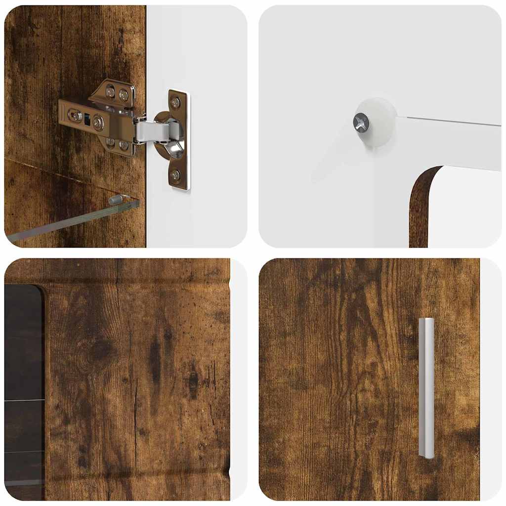 Dressoir FLORIN Gerookt eiken 55,5 x 29 x 100 cm Bewerkt hout is nu te koop bij PeponiXL, paradijselijk wonen!