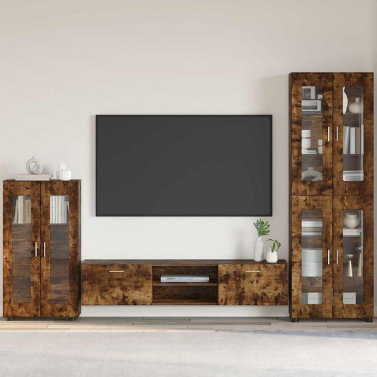Dressoir FLORIN Gerookt eiken 55,5 x 29 x 100 cm Bewerkt hout is nu te koop bij PeponiXL, paradijselijk wonen!