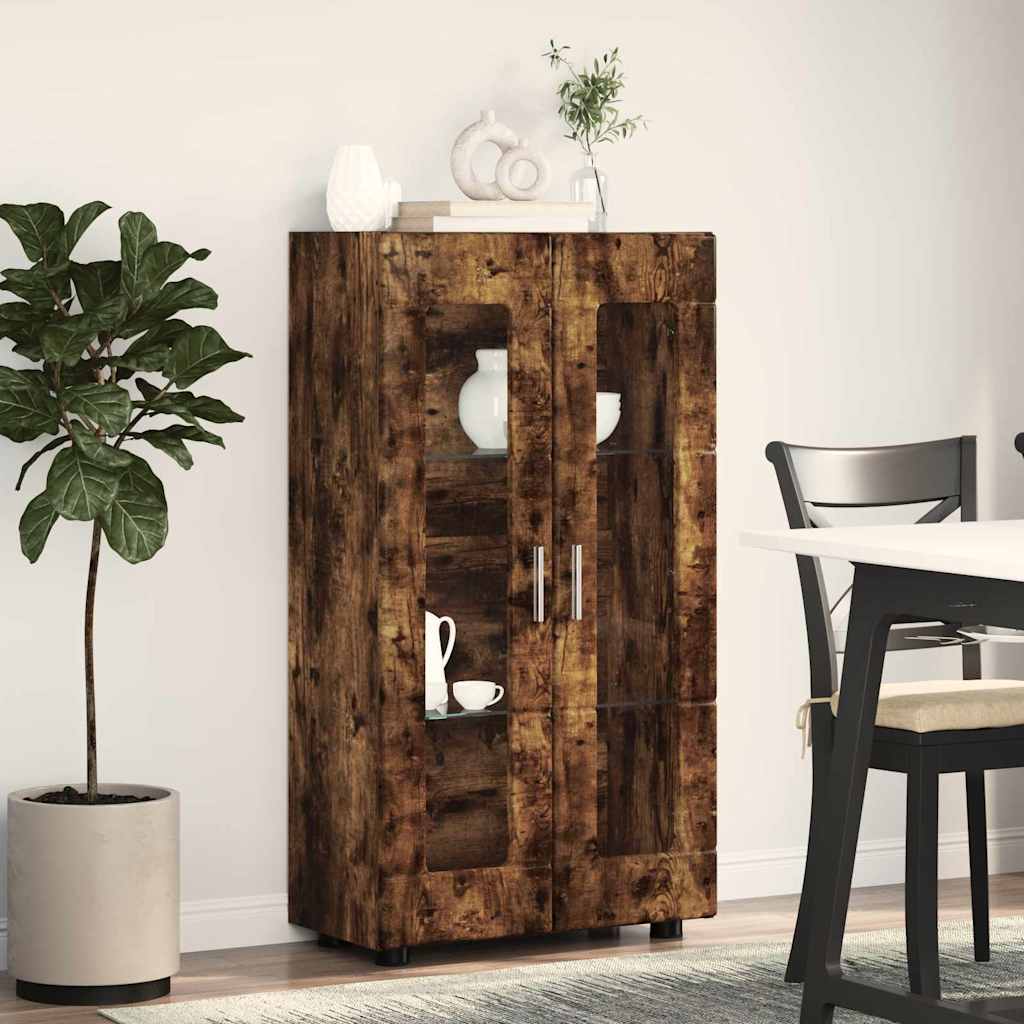 Dressoir FLORIN Gerookt eiken 55,5 x 29 x 100 cm Bewerkt hout is nu te koop bij PeponiXL, paradijselijk wonen!