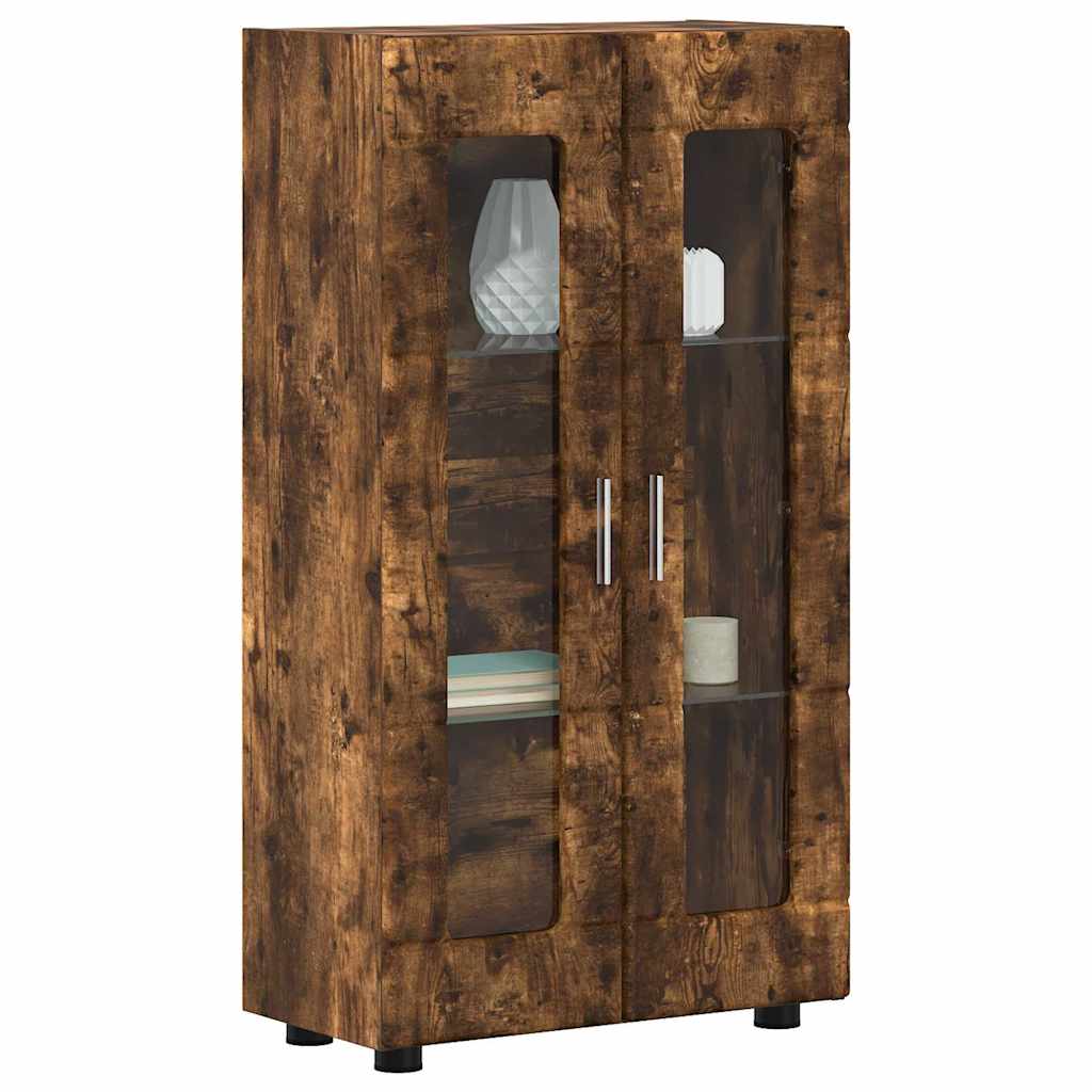 Dressoir FLORIN Gerookt eiken 55,5 x 29 x 100 cm Bewerkt hout is nu te koop bij PeponiXL, paradijselijk wonen!