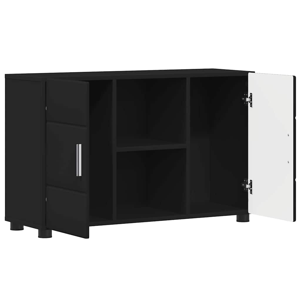 Dressoir FLORIN Zwart 88,5 x 30,5 x 55,5 cm Bewerkt hout is nu te koop bij PeponiXL, paradijselijk wonen!
