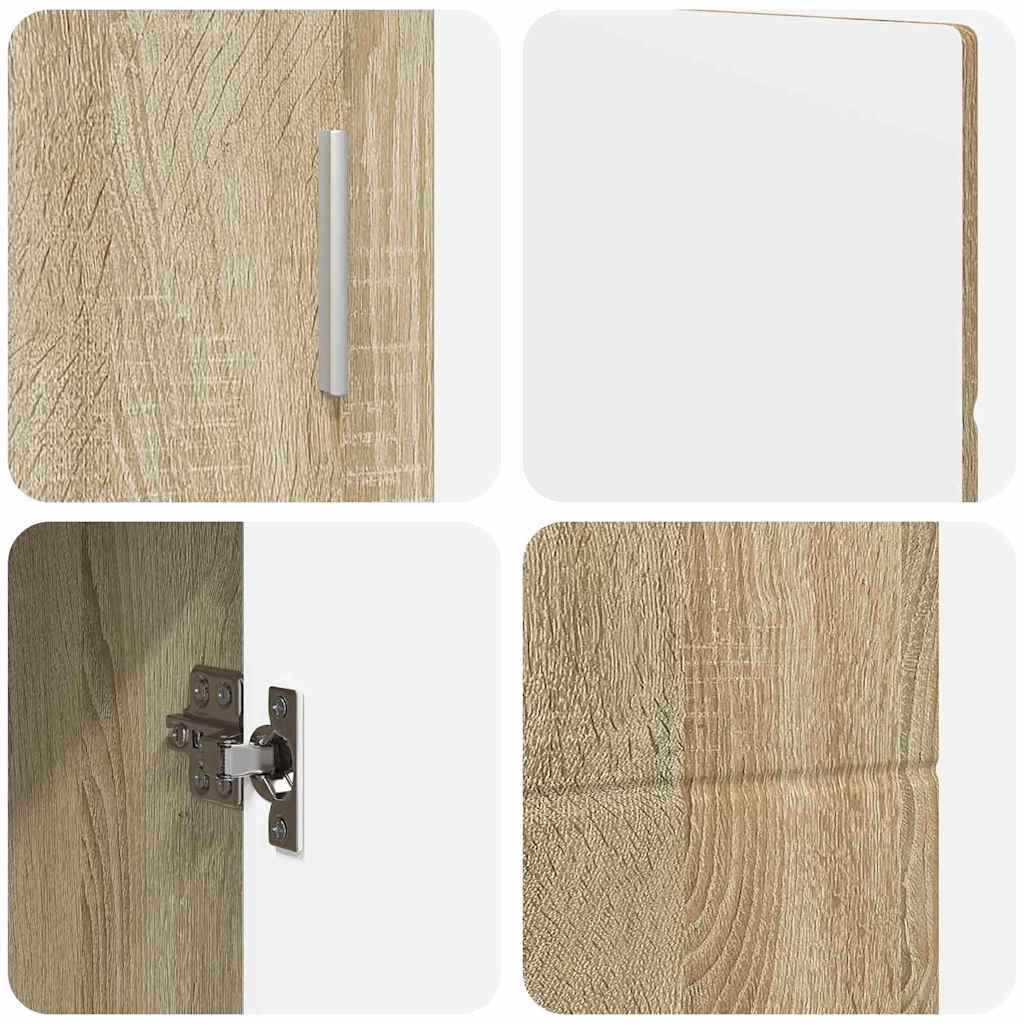 Dressoir FLORIN Sonoma Eiken 88,5 x 30,5 x 55,5 cm Bewerkt hout is nu te koop bij PeponiXL, paradijselijk wonen!