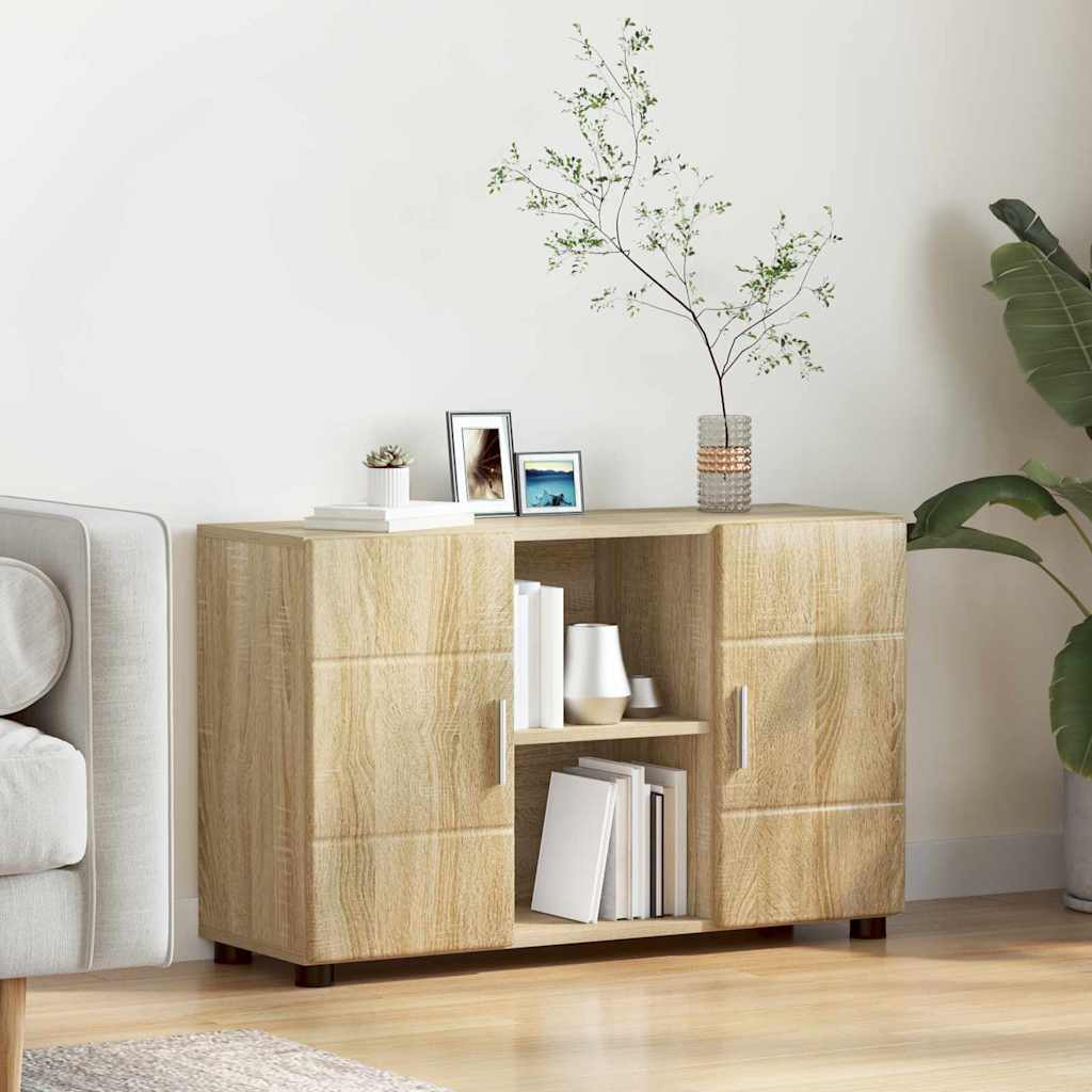 Dressoir FLORIN Sonoma Eiken 88,5 x 30,5 x 55,5 cm Bewerkt hout is nu te koop bij PeponiXL, paradijselijk wonen!