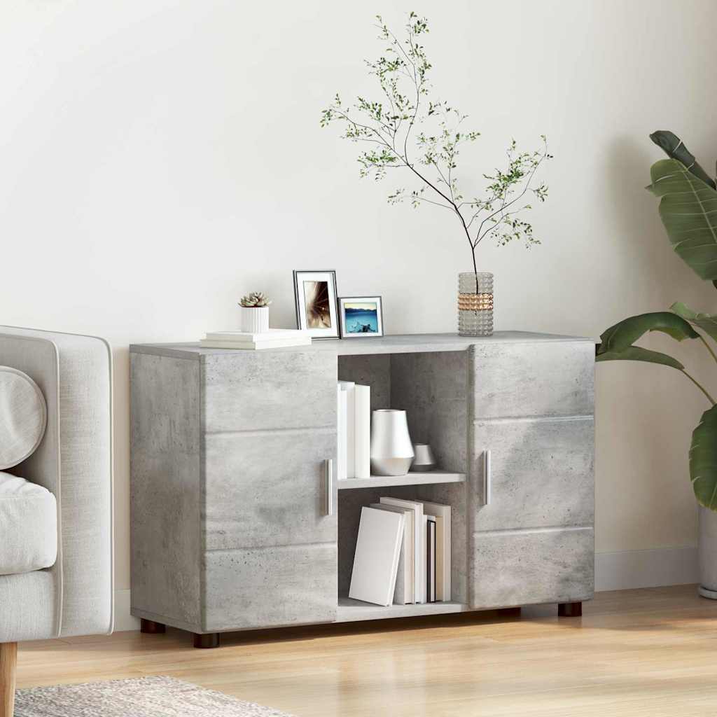 Dressoir FLORIN Beton Grijs 88,5 x 30,5 x 55,5 cm Bewerkt hout is nu te koop bij PeponiXL, paradijselijk wonen!
