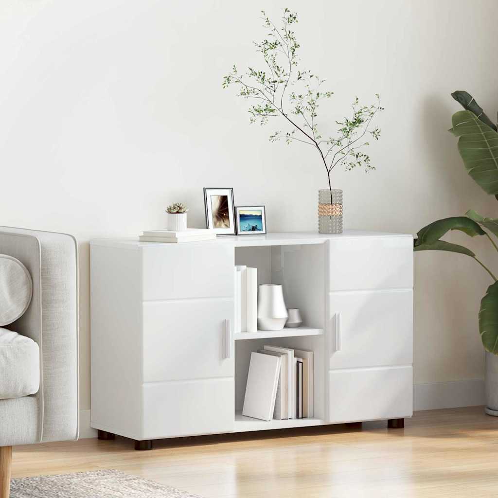 Dressoir met plank FLORIN Hoogglans wit 88,5 x 30,5 x 55,5 cm is nu te koop bij PeponiXL, paradijselijk wonen!