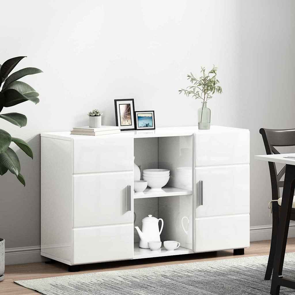 Dressoir met plank FLORIN Hoogglans wit 88,5 x 30,5 x 55,5 cm is nu te koop bij PeponiXL, paradijselijk wonen!