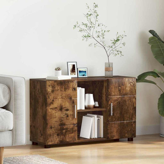 Dressoir met plank FLORIN Gerookt eiken 88,5 x 30,5 x 55,5 cm is nu te koop bij PeponiXL, paradijselijk wonen!