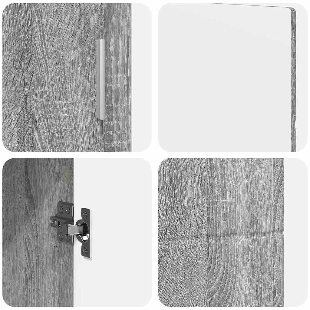 Dressoir FLORIN Grijs Sonoma 88,5 x 30,5 x 55,5 cm Bewerkt hout is nu te koop bij PeponiXL, paradijselijk wonen!
