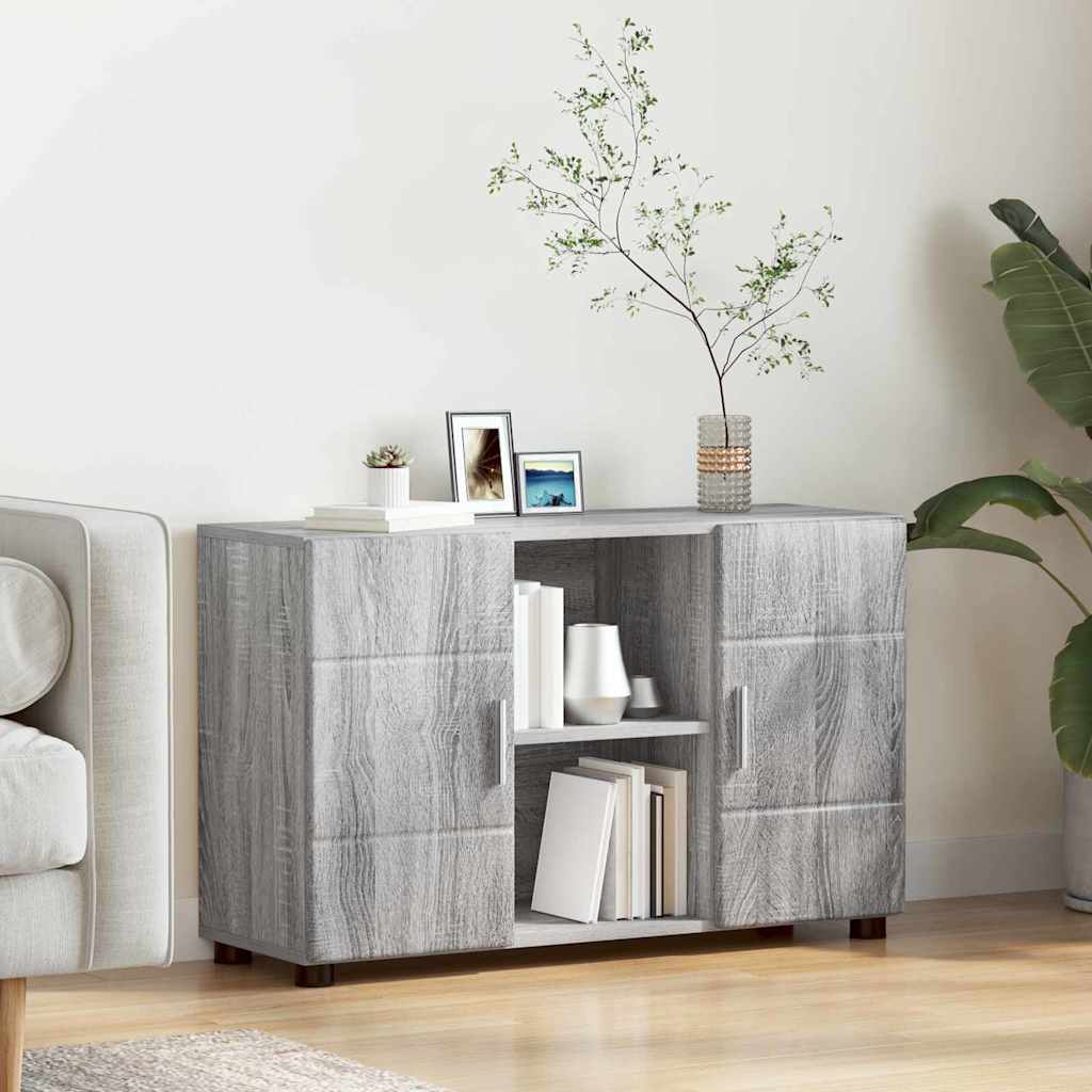 Dressoir FLORIN Grijs Sonoma 88,5 x 30,5 x 55,5 cm Bewerkt hout is nu te koop bij PeponiXL, paradijselijk wonen!