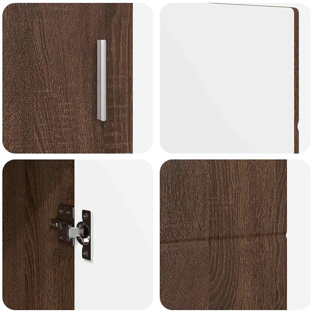 Dressoir FLORIN Bruin Eiken 88,5 x 30,5 x 55,5 cm Bewerkt hout is nu te koop bij PeponiXL, paradijselijk wonen!