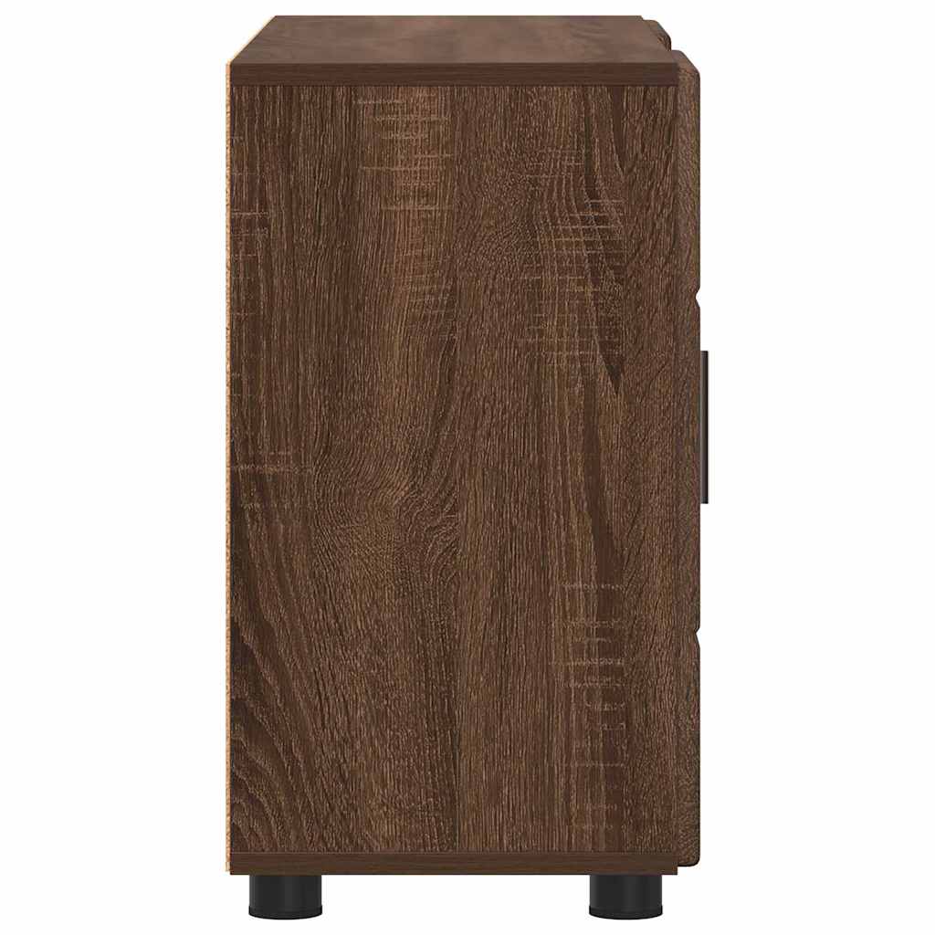 Dressoir FLORIN Bruin Eiken 88,5 x 30,5 x 55,5 cm Bewerkt hout is nu te koop bij PeponiXL, paradijselijk wonen!