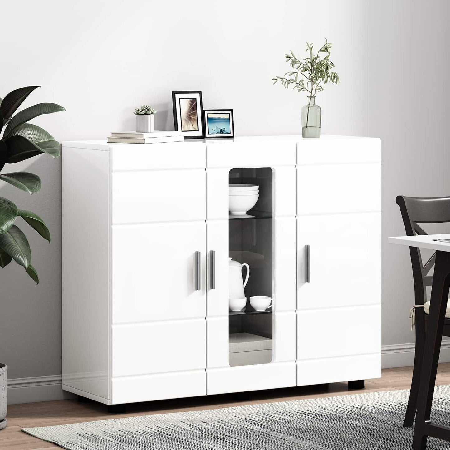 Houten Kast Hoogglans wit 88,5 x 30,5 x 73 cm Bewerkt hout is nu te koop bij PeponiXL, paradijselijk wonen!