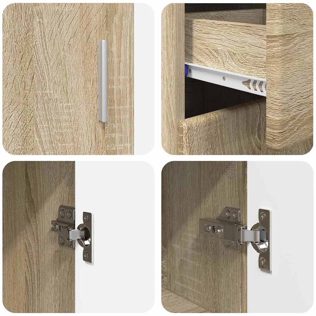 Dressoir FLORIN Sonoma Eiken 88,5 x 30,5 x 73 cm Bewerkt hout is nu te koop bij PeponiXL, paradijselijk wonen!