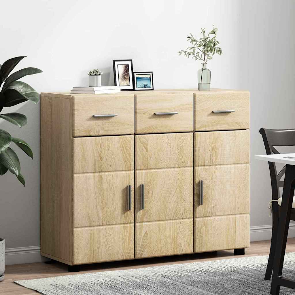 Dressoir FLORIN Sonoma Eiken 88,5 x 30,5 x 73 cm Bewerkt hout is nu te koop bij PeponiXL, paradijselijk wonen!