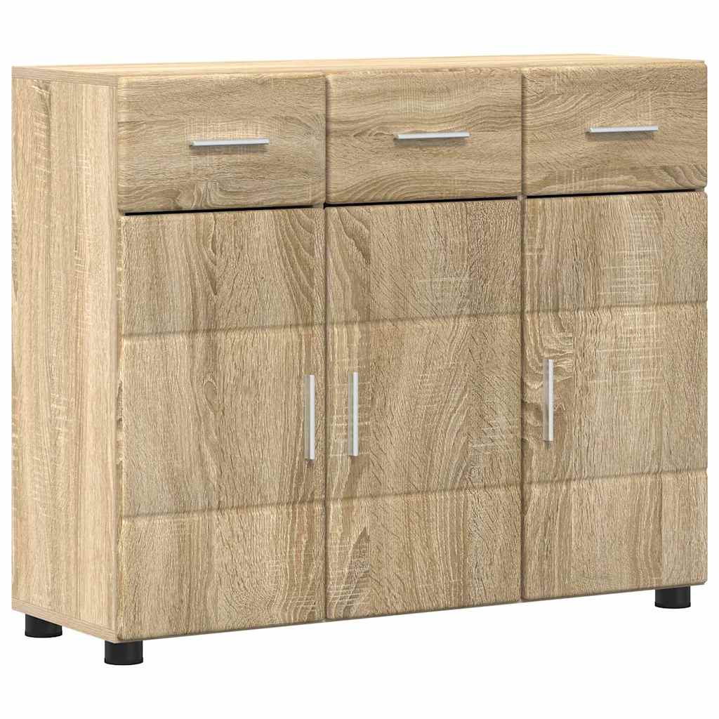 Dressoir FLORIN Sonoma Eiken 88,5 x 30,5 x 73 cm Bewerkt hout is nu te koop bij PeponiXL, paradijselijk wonen!