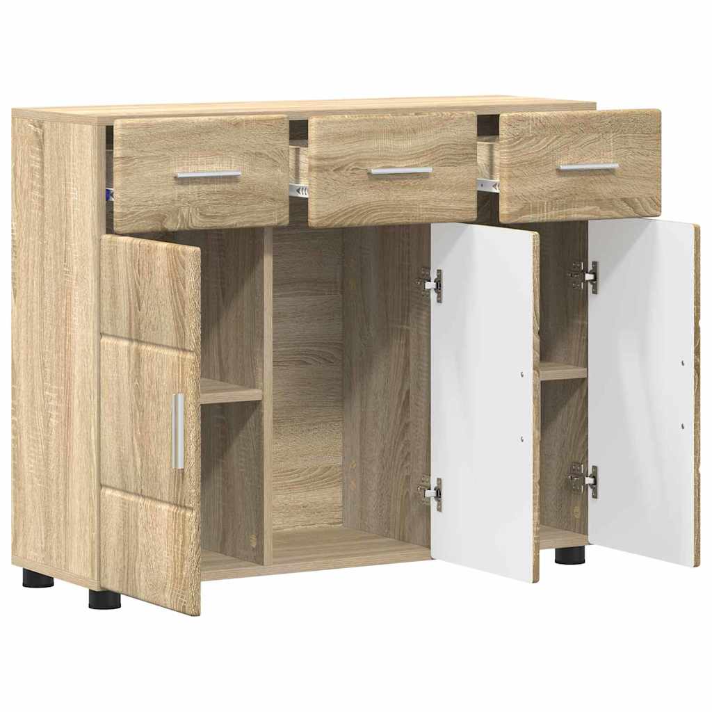 Dressoir FLORIN Sonoma Eiken 88,5 x 30,5 x 73 cm Bewerkt hout is nu te koop bij PeponiXL, paradijselijk wonen!