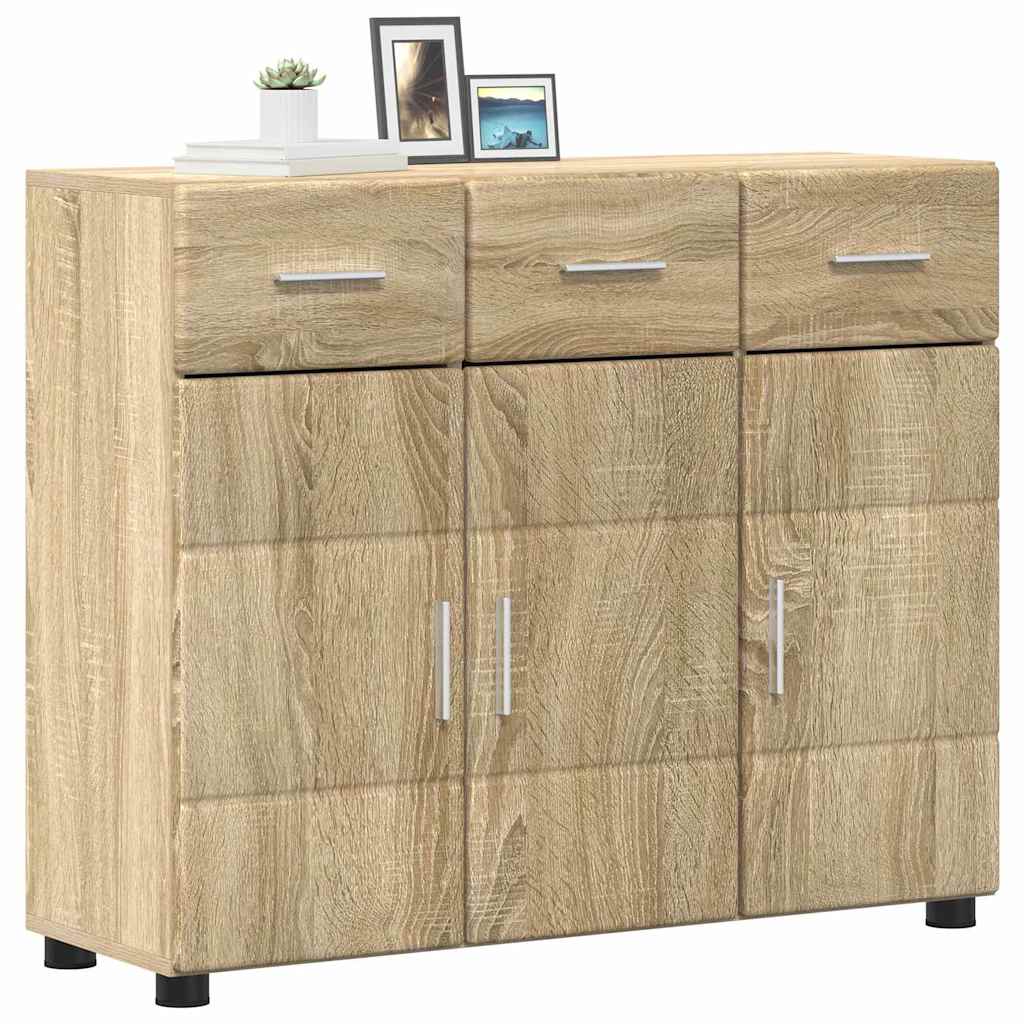 Dressoir FLORIN Sonoma Eiken 88,5 x 30,5 x 73 cm Bewerkt hout is nu te koop bij PeponiXL, paradijselijk wonen!