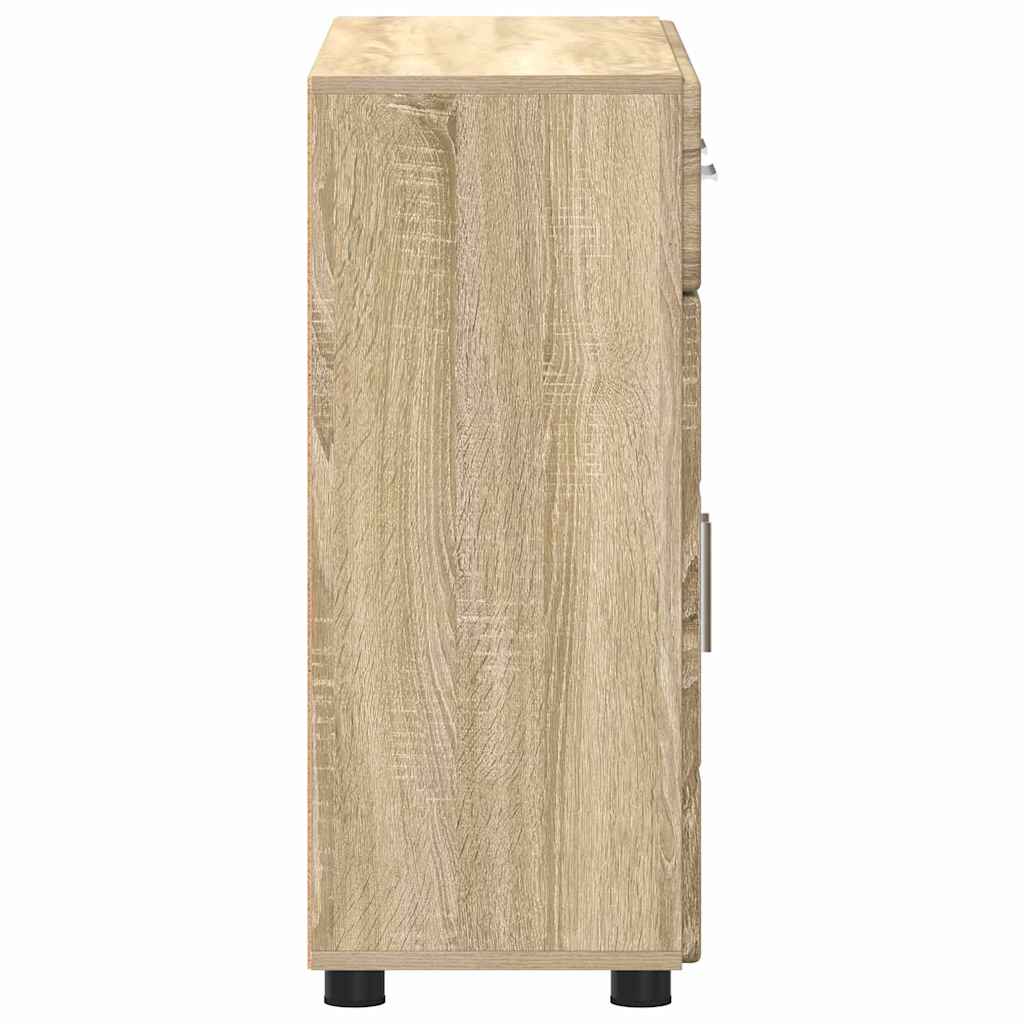 Dressoir FLORIN Sonoma Eiken 88,5 x 30,5 x 73 cm Bewerkt hout is nu te koop bij PeponiXL, paradijselijk wonen!