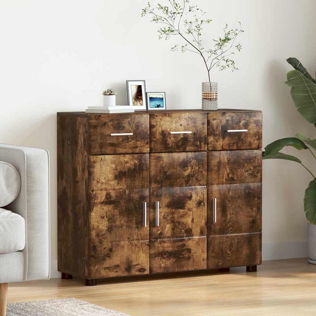 Dressoir FLORIN Gerookt eiken 88,5 x 30,5 x 73 cm Bewerkt hout is nu te koop bij PeponiXL, paradijselijk wonen!