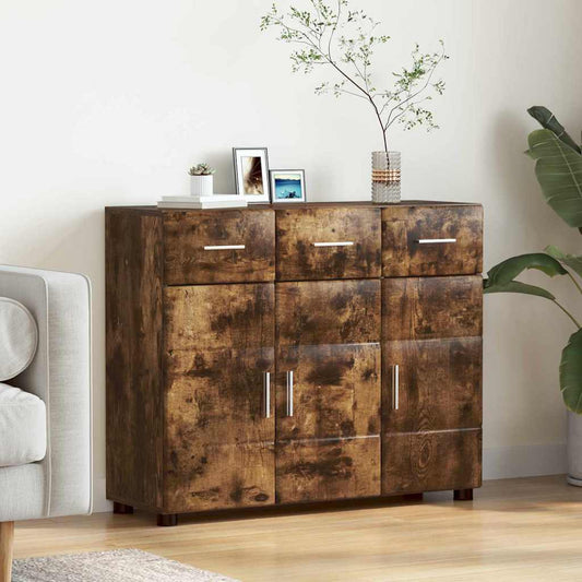 Dressoir FLORIN Gerookt eiken 88,5 x 30,5 x 73 cm Bewerkt hout is nu te koop bij PeponiXL, paradijselijk wonen!
