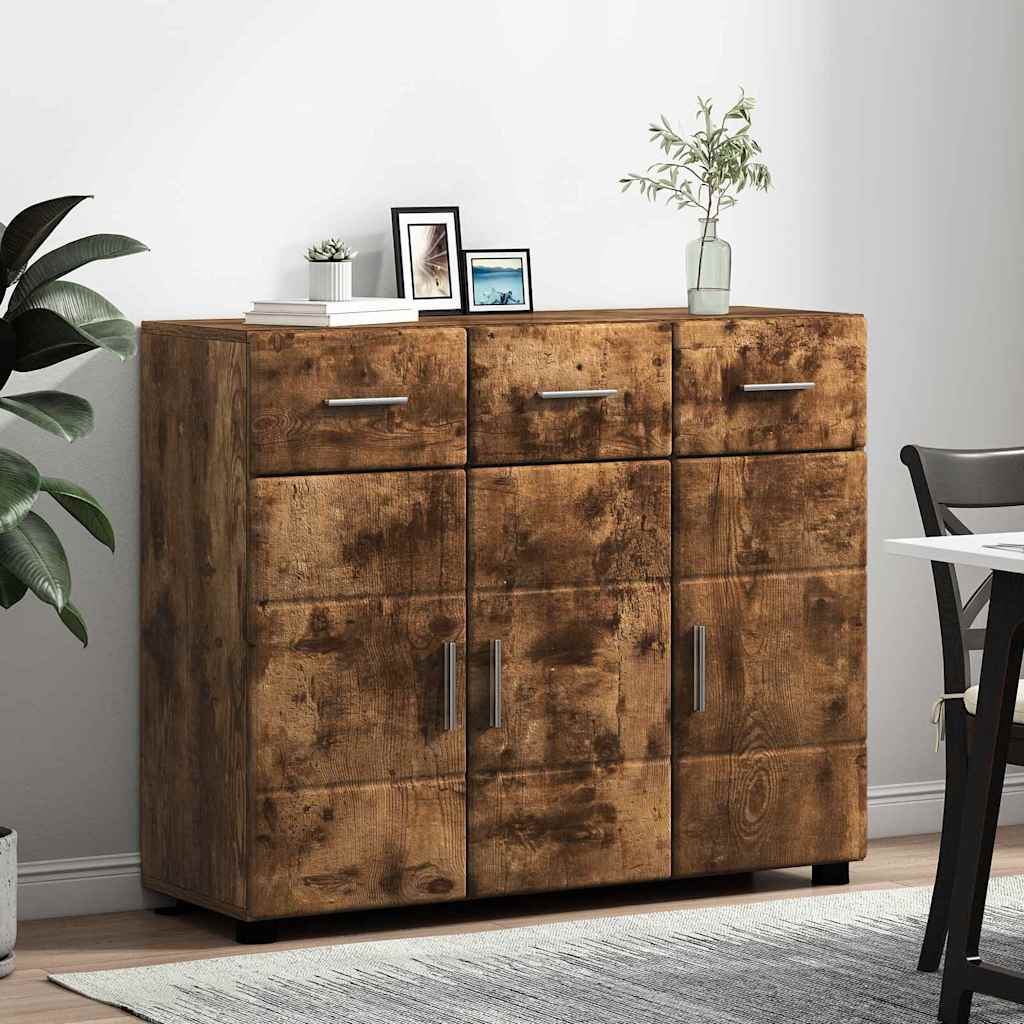 Dressoir FLORIN Gerookt eiken 88,5 x 30,5 x 73 cm Bewerkt hout is nu te koop bij PeponiXL, paradijselijk wonen!